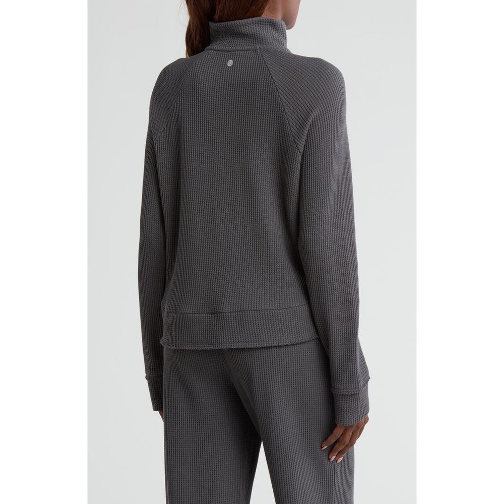 Z by Zella Reset 1/2 Zip Waffle Knit‎ Pullover Womens Medium Gray - Picture 2 of 10